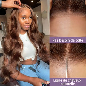 5X5 Glueless Brun Chocolat Perruque Sans Colle Wear Go Body wave - Uwavy