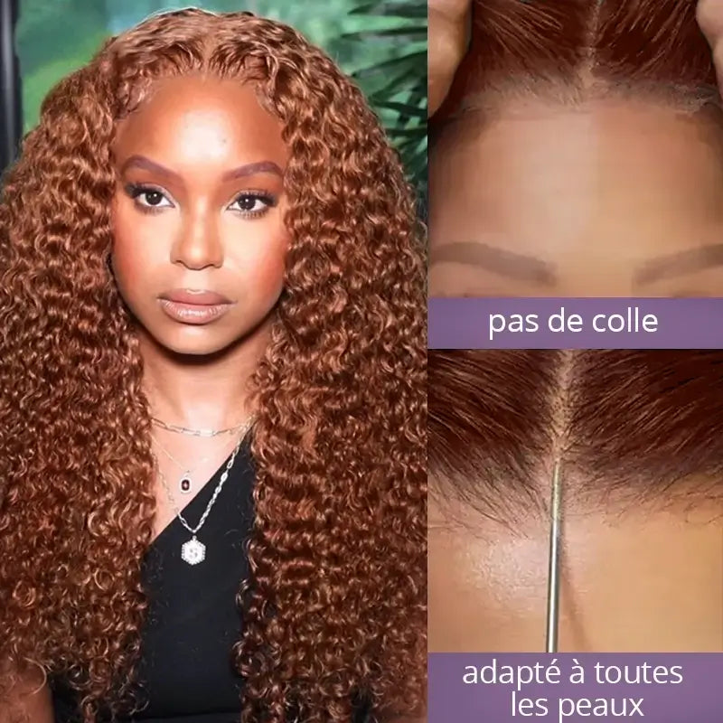 5X5 Glueless Brun Chocolat Perruque Sans Colle Wear Go Bouclée - Uwavy