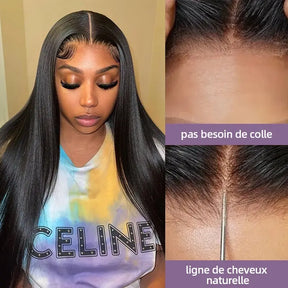 5X5 Glueless Perruque Sans Colle Wear Go Cheveux Humains Lisse - Uwavy