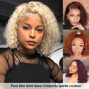 613 Blonde Couleur Brésilien Curly Bob Perruque Cheveux Humains - Uwavy