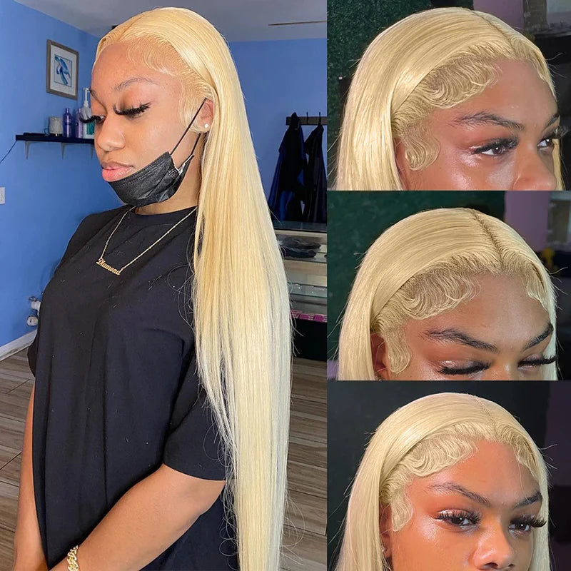 613 Perruques Blonde En Cheveux Humains Straight Brésiliens - Uwavy