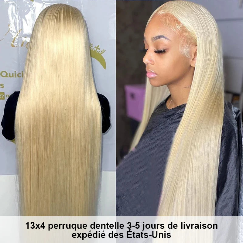 613 Perruques Blonde En Cheveux Humains Straight Brésiliens - Uwavy