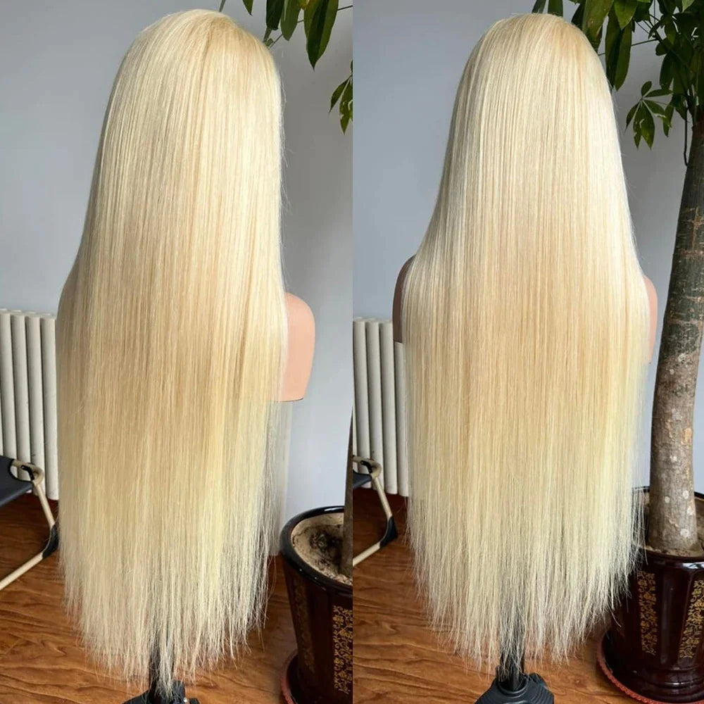 613 Perruques Frontales Blonde En Cheveux Humains Straight Brésiliens - Uwavy