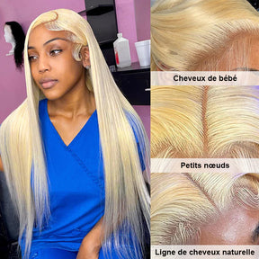 613 Perruques Frontales Blonde En Cheveux Humains Straight Brésiliens - Uwavy