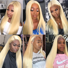 613 Perruques Frontales Blonde En Cheveux Humains Straight Brésiliens - Uwavy