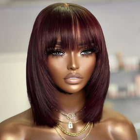 𝐏𝐫𝐞̂𝐭 𝐞𝐧 𝟐𝟒𝐡⚡Glueless Mode 3s Wear Go Bob Lisse Perruque Avec Frange