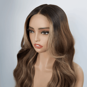 Brillance Naturelle Glueless 13×4 Highlight Perruque Sans Colle Ondulé 250% Densité