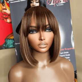 𝐏𝐫𝐞̂𝐭 𝐞𝐧 𝟐𝟒𝐡⚡Glueless Mode 3s Wear Go Bob Lisse Perruque Avec Frange