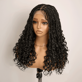 𝑼𝒘𝒂𝒗𝒚 𝑷𝒓𝒆𝒎𝒊𝒖𝒎 𝑳𝒊𝒏𝒆 Perruque Tressée Bohème En Dentelle Intégrale Avec Cheveux Bébé Synthétique 300% Densité
