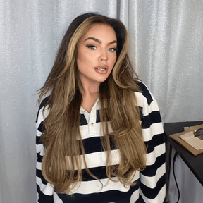 Brillance Naturelle Highlight Perruque 13×4 Glueless Ondulé Cheveux 100% Humains