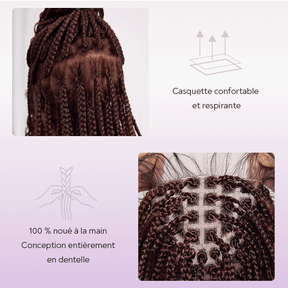 𝑼𝒘𝒂𝒗𝒚 𝑷𝒓𝒆𝒎𝒊𝒖𝒎 𝑳𝒊𝒏𝒆 Perruque Tressée Bohème Couleur Ombre 99J En Dentelle Intégrale Avec Cheveux Bébé Synthétique 300% Densité