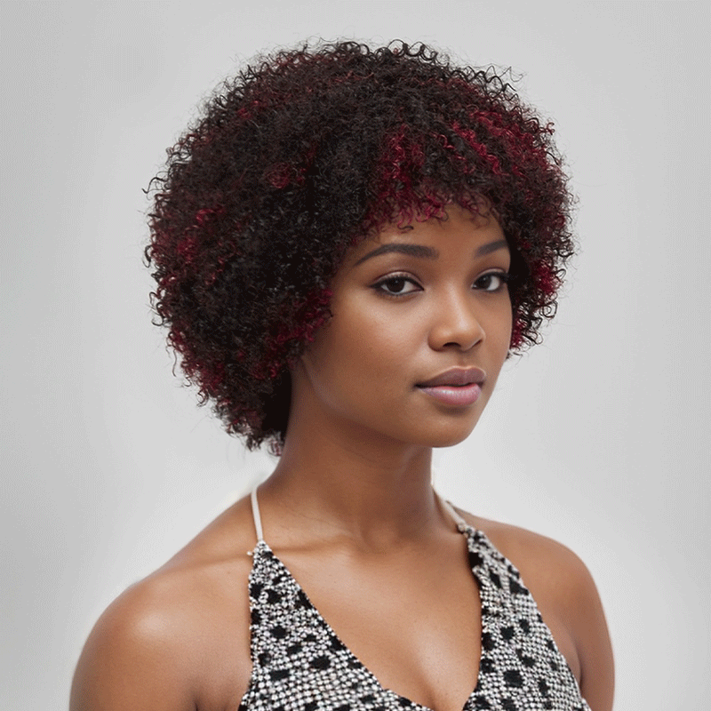 Glueless Afro Kinky Curly Courte Bob Perruque Pixie Sans Colle