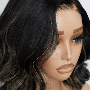 𝑼𝒘𝒂𝒗𝒚 𝑷𝒓𝒆𝒎𝒊𝒖𝒎 𝑳𝒊𝒏𝒆 Confort Glueless Highlight Blonds 7x4 Bob Ondulé Perruque Sans Colle