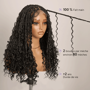 𝑼𝒘𝒂𝒗𝒚 𝑷𝒓𝒆𝒎𝒊𝒖𝒎 𝑳𝒊𝒏𝒆 Perruque Tressée Bohème En Dentelle Intégrale Avec Cheveux Bébé Synthétique 300% Densité