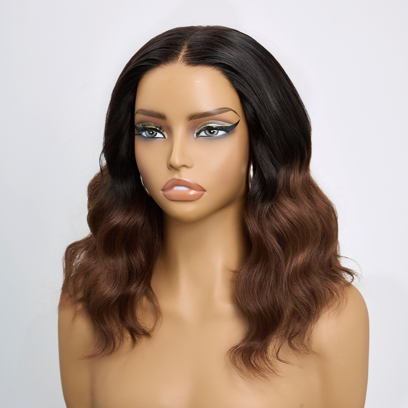 𝑼𝒘𝒂𝒗𝒚 𝑷𝒓𝒆𝒎𝒊𝒖𝒎 𝑳𝒊𝒏𝒆 Magnifique Glueless Ombre Brun Bob Wear Go 5x5 Perruque Sans Colle Cheveux Humains Ondulé