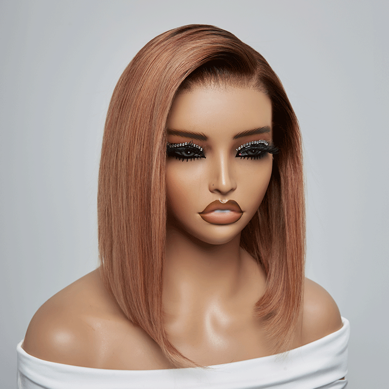 𝑼𝒘𝒂𝒗𝒚 𝑷𝒓𝒆𝒎𝒊𝒖𝒎 𝑳𝒊𝒏𝒆 Séparation Libre Glueless 13×4 Bob Ombre Gingembre Lisse Perruque Sans Colle