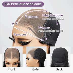 9x6 Glueless Couche C Partie Marron Coupe Courte Bob Perruque Sans Colle