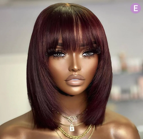 𝟐 𝐅𝐎𝐑 €99💥Diverses Combinaisons Glueless Perruque Noir/Chocolat/99J Frange Bob Lisse