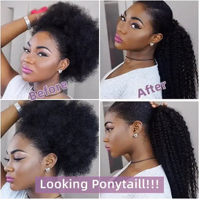 Drawstring extension Curly and wavy ponytail 