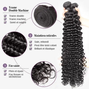 Extensions cheveux humains faisceau vague profonde