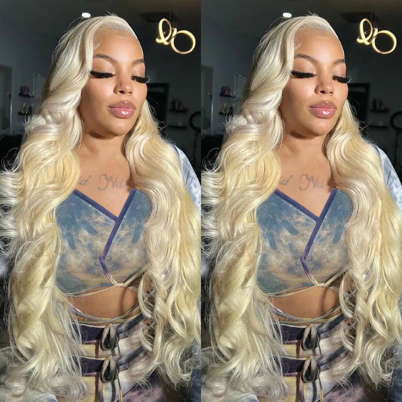 613 Perruques Frontales Blonde Cheveux Humains Body Wave Brésiliens