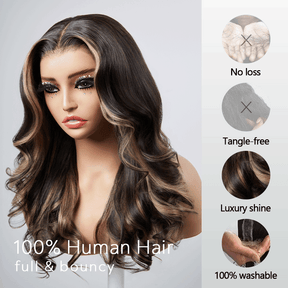 𝑼𝒘𝒂𝒗𝒚 𝑷𝒓𝒆𝒎𝒊𝒖𝒎 𝑳𝒊𝒏𝒆 Perruque Luxueuse Highlight Body Wave Glueless 13x4 Sans Colle 250% Densité