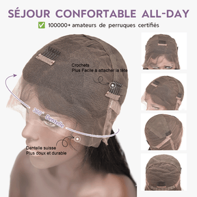 𝑼𝒘𝒂𝒗𝒚 𝑷𝒓𝒆𝒎𝒊𝒖𝒎 𝑳𝒊𝒏𝒆 Perruque Tressée Bohème Couleur Ombre 99J En Dentelle Intégrale Avec Cheveux Bébé Synthétique 300% Densité