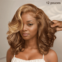 𝑼𝒘𝒂𝒗𝒚 𝑷𝒓𝒆𝒎𝒊𝒖𝒎 𝑳𝒊𝒏𝒆 Glueless Mèches Blondes Miel/Naturel Perruque 7x4 Séparation Naturelle Sans Colle 250% Densité