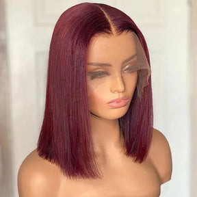 Burgundy/99J Couleur Brésilien Straight Bob Perruque Cheveux Humains - Uwavy