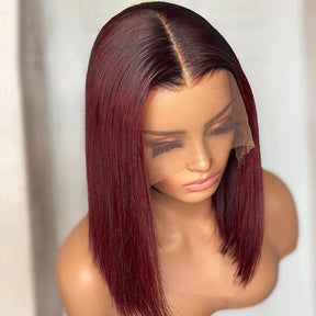 Burgundy/99J Couleur Brésilien Straight Bob Perruque Cheveux Humains - Uwavy