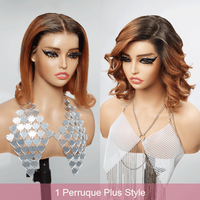 9x6 Glueless Gingembre Ombre Émoussée Lisse Bob Perruque Sans Colle