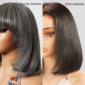 Glueless Couleur Couche Sel & Poivre Bob Perruque Sans Colle Lisse