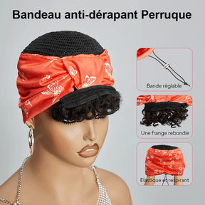 Glueless 3s Jeter & partir Bob Bandeau Avec Franges Perruque Sans Colle Bouclé