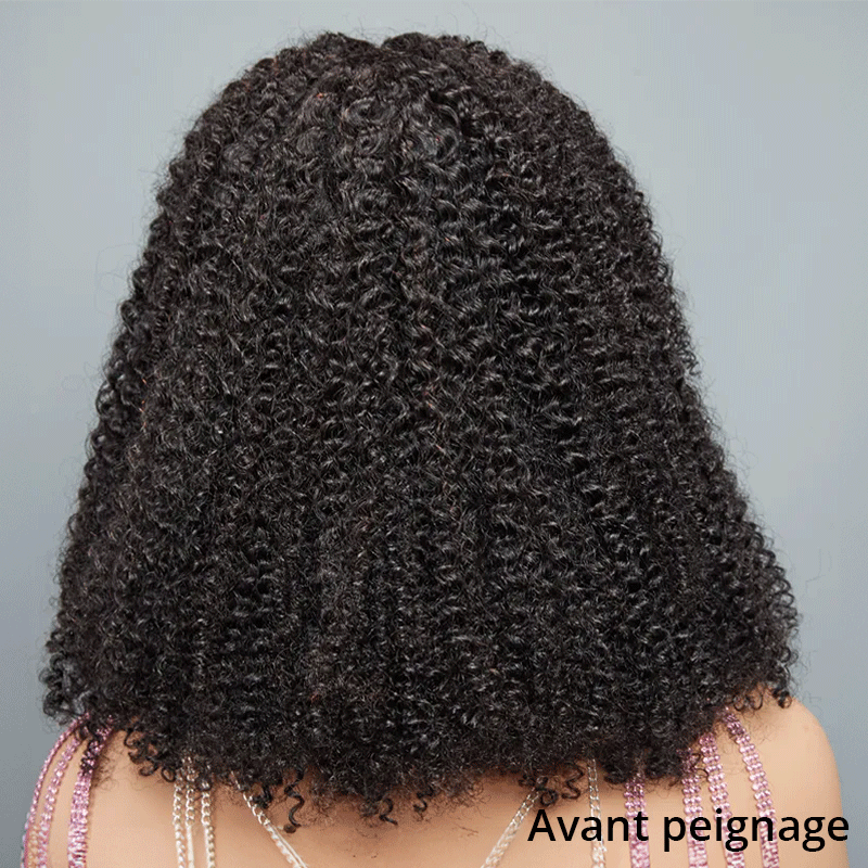 9x6 Glueless Rebondissant Bob Kinky Curly Perruque Sans Colle