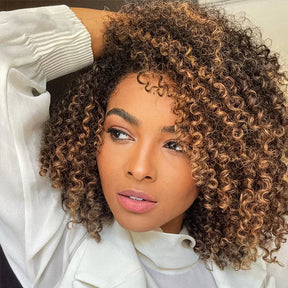 Ombre Couleur Brésilien Curly Bob Perruque Cheveux Humains - Uwavy