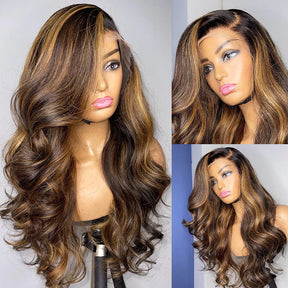 Ombre Lace Front Perruques Cheveux Naturels Humains Femme Brésilienne Body Wave - Uwavy