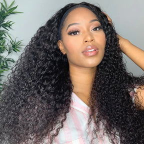 Perruque Bandeau Perruque Brésilienne Cheveux Humains Deep Curly - Uwavy