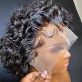 Perruque Courte Bon Marché Coupe Pixie Perruques Cheveux Humains Curly - Uwavy