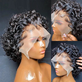 Perruque Courte Bon Marché Coupe Pixie Perruques Cheveux Humains Curly - Uwavy