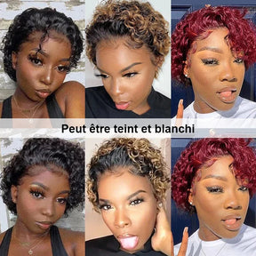 Perruque Courte Bon Marché Coupe Pixie Perruques Cheveux Humains Curly - Uwavy