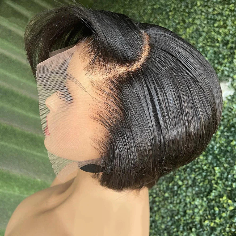 Perruque Courte Bon Marché Coupe Pixie Perruques Cheveux Humains Straight - Uwavy