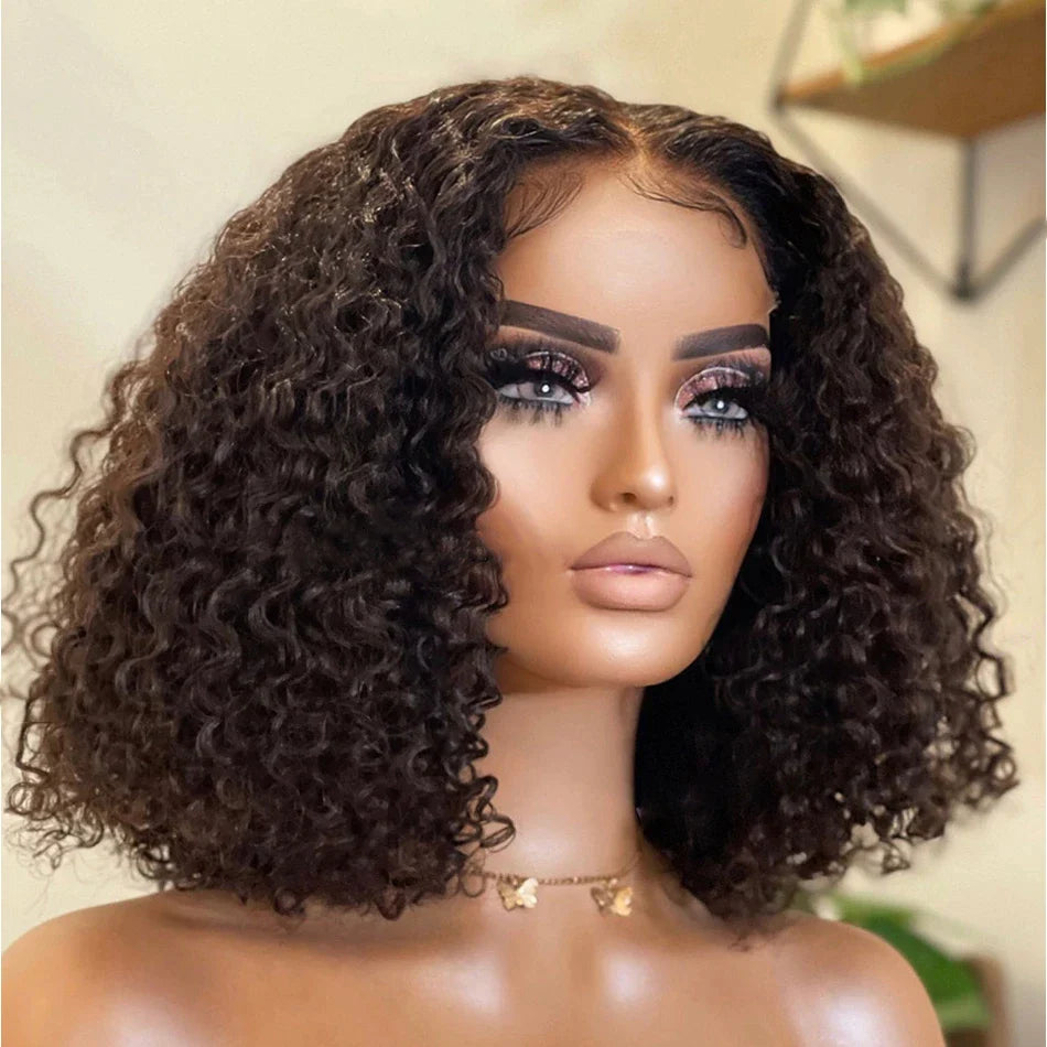 Perruques Cheveux Humains Courts Brésilienne Curly Bob En Vente - Uwavy