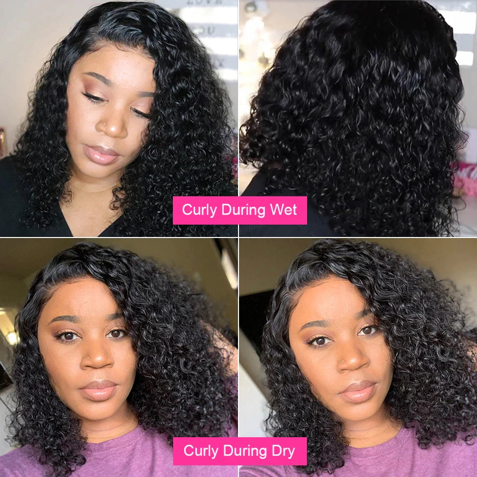 Perruques Cheveux Humains Courts Brésilienne Curly Bob En Vente - Uwavy