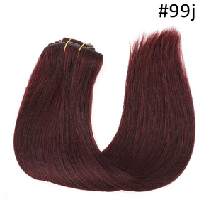 Lisse Extensions Cheveux Clipser En Vrais Cheveux Humains #99j Couleurs Populaires 9 Piece