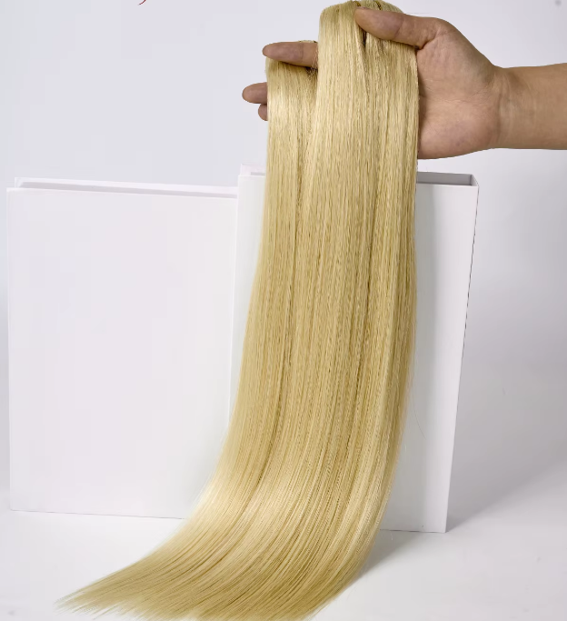 Lisse Extensions Cheveux Clipser En Vrais Cheveux Humains #613 Blond Couleurs Populaires 9 Piece