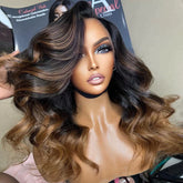 13x4 Lace Frontal Perruque Couleur Mélangé ombre brown Body Wave - SHINE HAIR