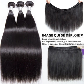 Faisceaux droit avec fermeture extensions cheveux humains - SHINE HAIR